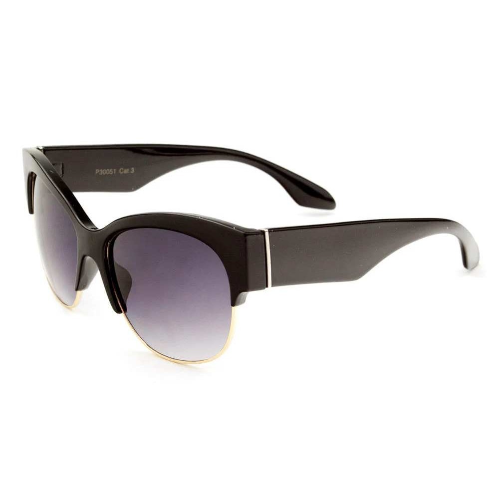 Cat Eye Sunglasses Women Black Gold‎ Accent Fashion Shades Street Style Lentes
